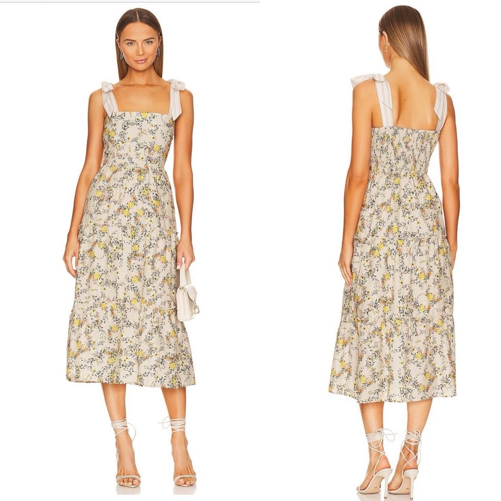 Heartloom Tan and Cream smocked back Midi Sundress FINAL PRICE. NO OFFERS
